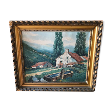 Oil on canvas painting landscape of the vosges signed Milio Burquin