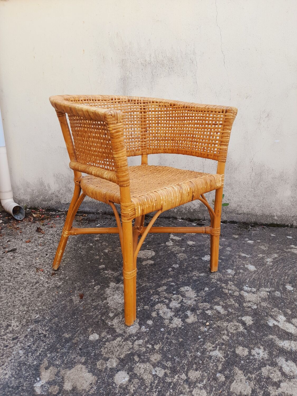 2 vintage cane rattan armchairs