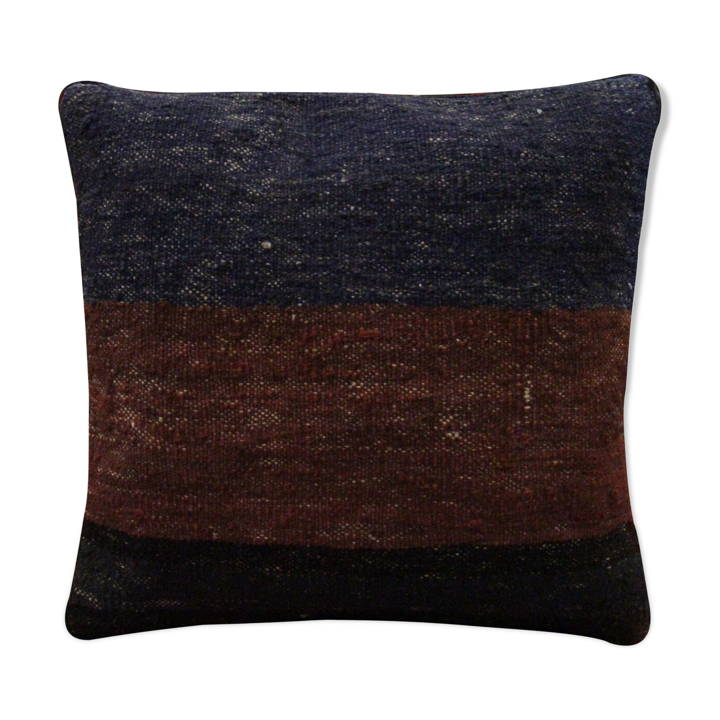 Handmade Blue and Burgundy Cushion Cover- 41x41cm