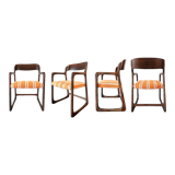 Series of 4 armchairs Baumann model flat called "sled"