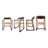 Series of 4 armchairs Baumann model flat called "sled"