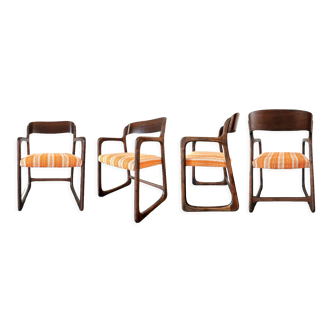 Série de 4 fauteuils Baumann modèle bémol dit "traineau"