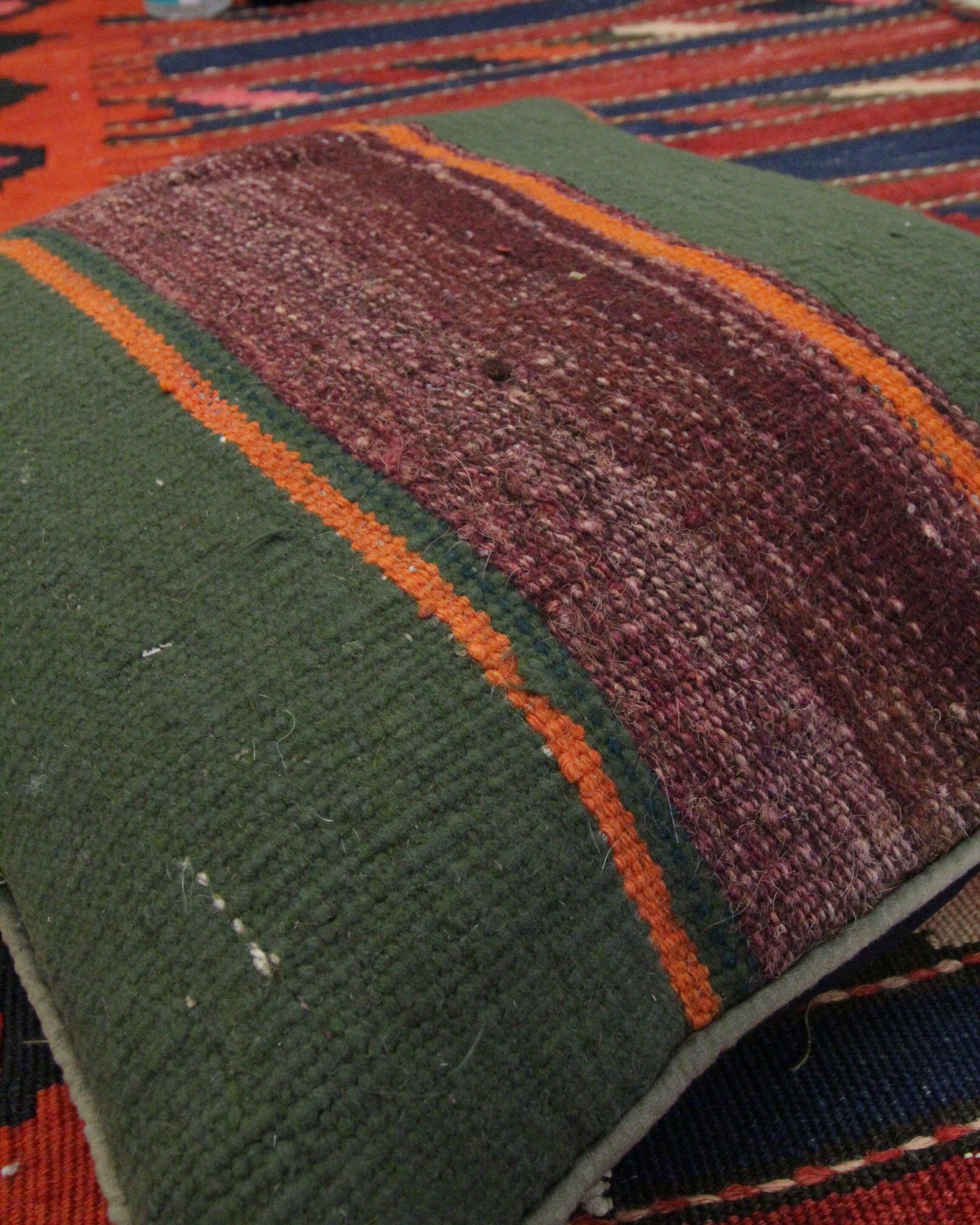 Handmade green purple wool cushion cover traditional kilim scatter pillow- 40x40cm