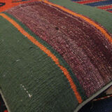 Handmade green purple wool cushion cover traditional kilim scatter pillow- 40x40cm