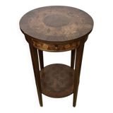 Round pedestal table / side table in wood marquetry