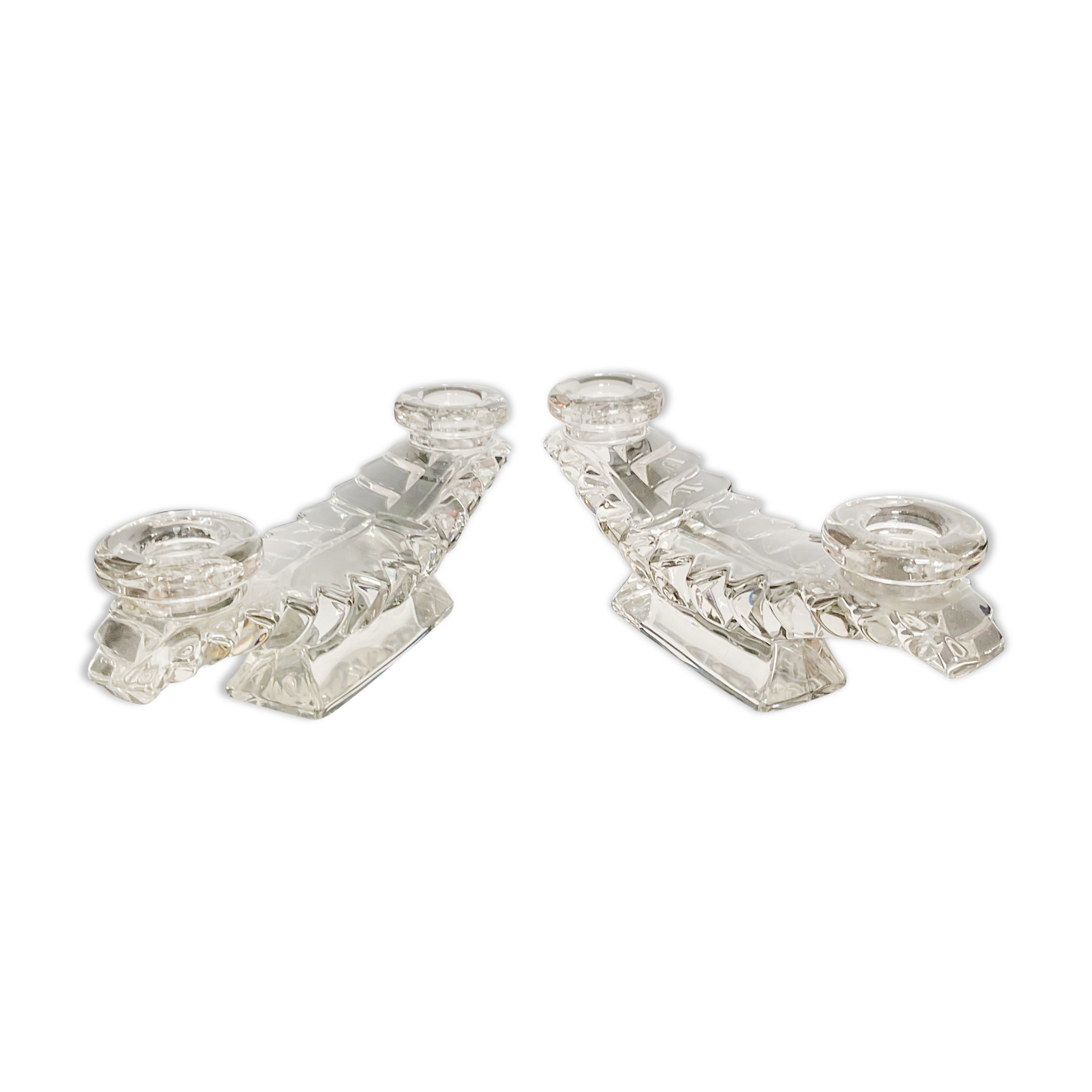 Pair of Art Deco glass chandeliers