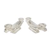 Paire de chandeliers art deco en verre