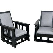 Important Pair Of Black Lacquered Rocking Armchairs Circa 1920 - 30