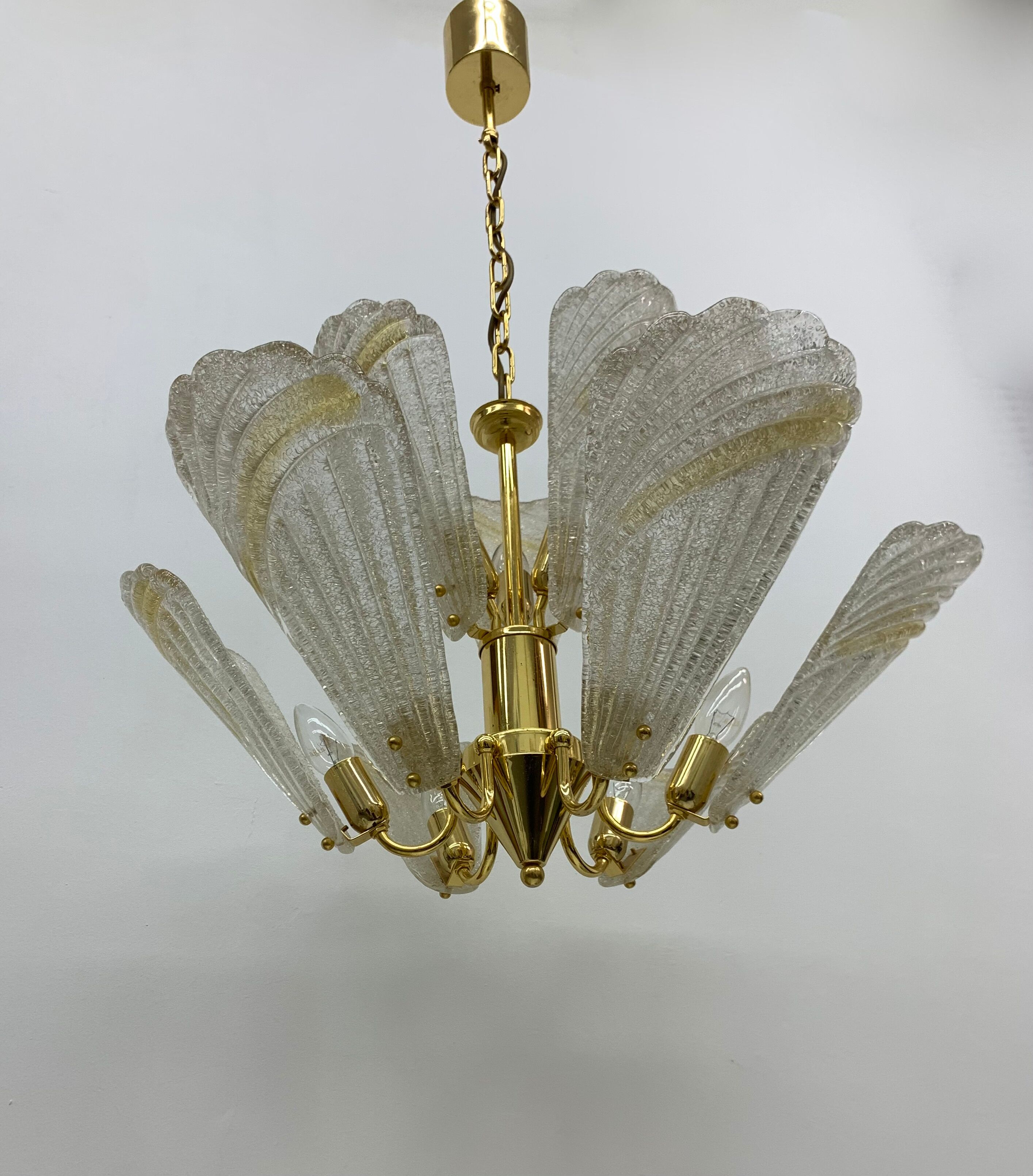 Italian murano glass chandelier hollywood regency design , 1970
