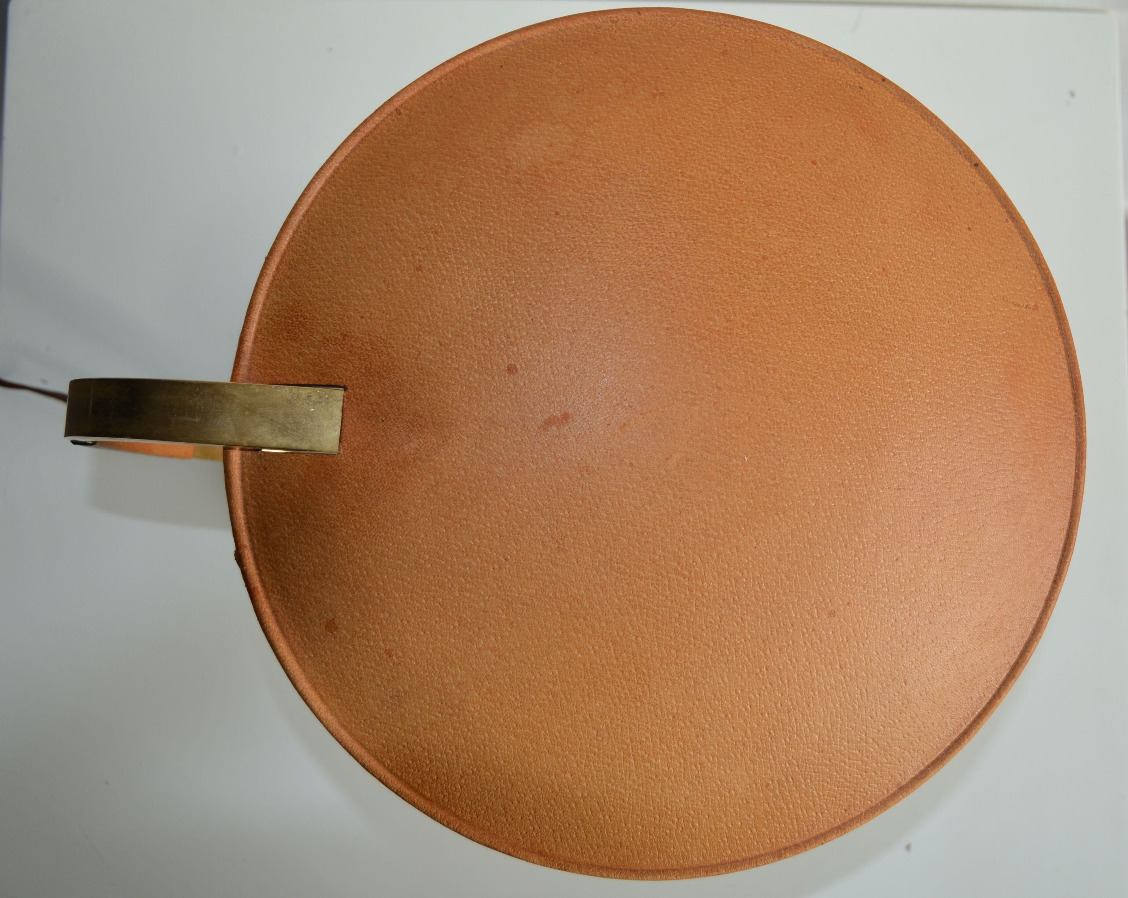 Leather and brass 70's lamp