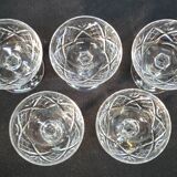 5 small cut crystal digestive cups
