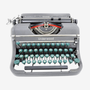 Machine à écrire Underwood Universal USA vintage révisée avec ruban neuf 1946