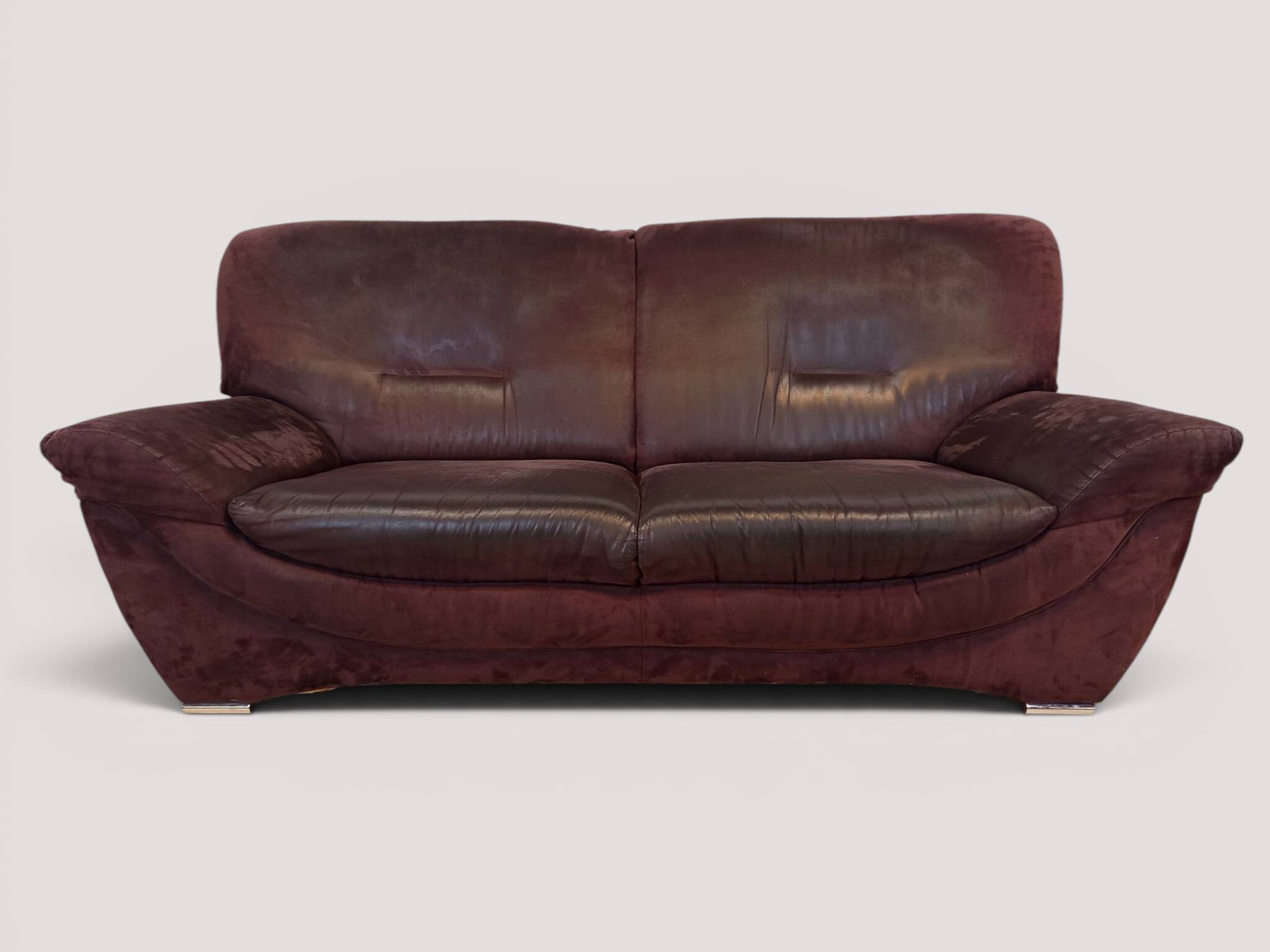 Vintage brown nubuck leather 2-seater sofa "Charisma" – 1980s