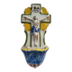 Ancien Bénitier en Faïence de l'Est Croix Christ INRI Nevers
