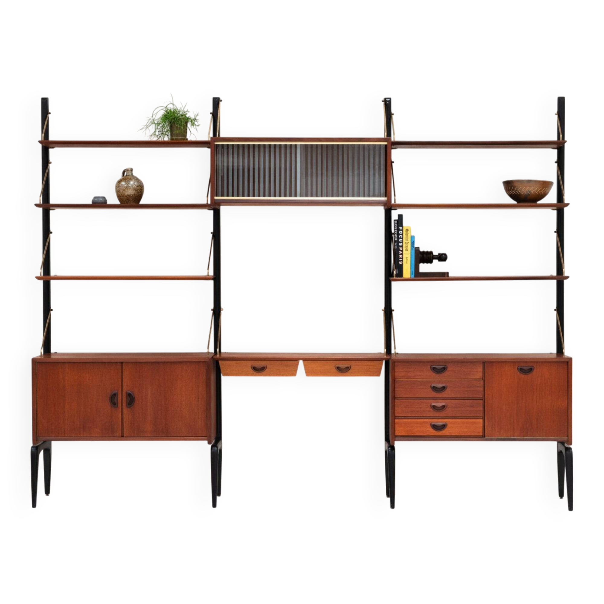 Etagère sur pieds 3-baies par Louis Van Teeffelen