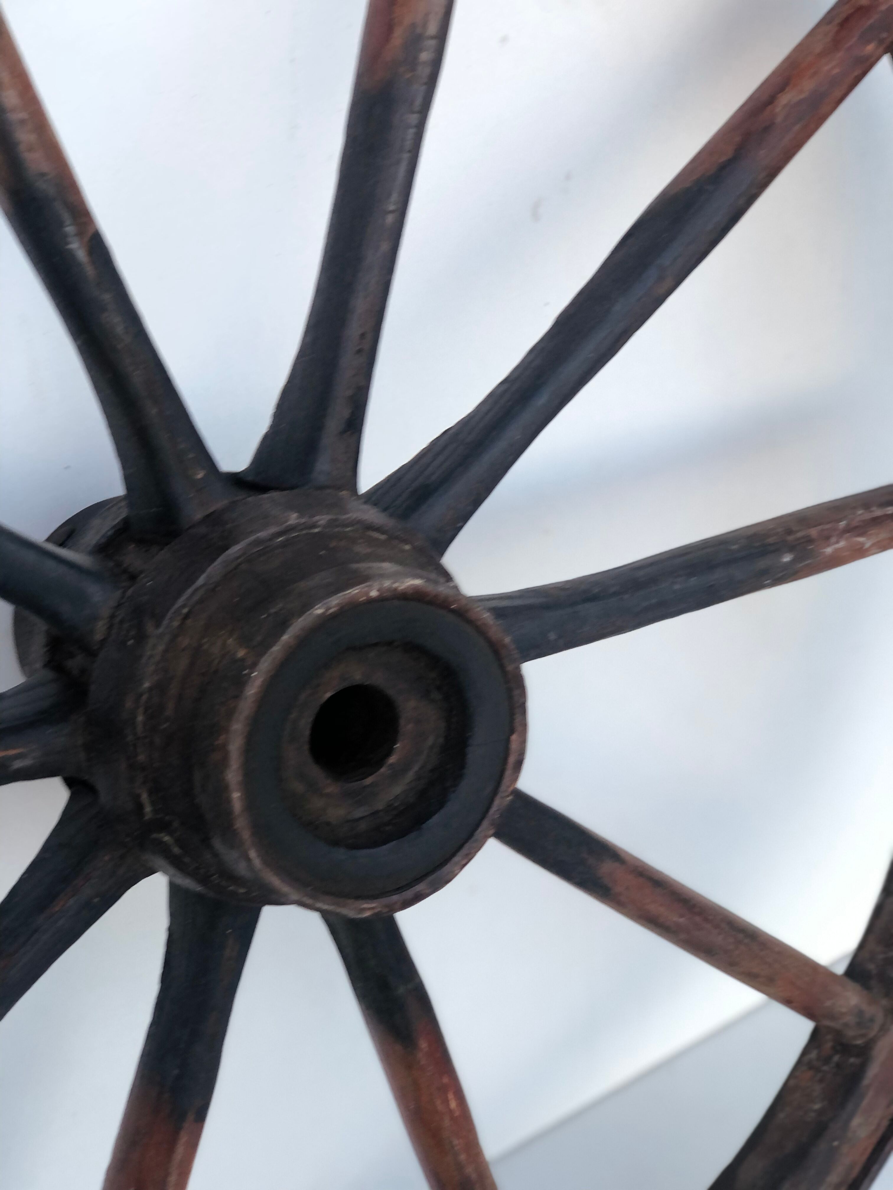 Small wooden cart wheel