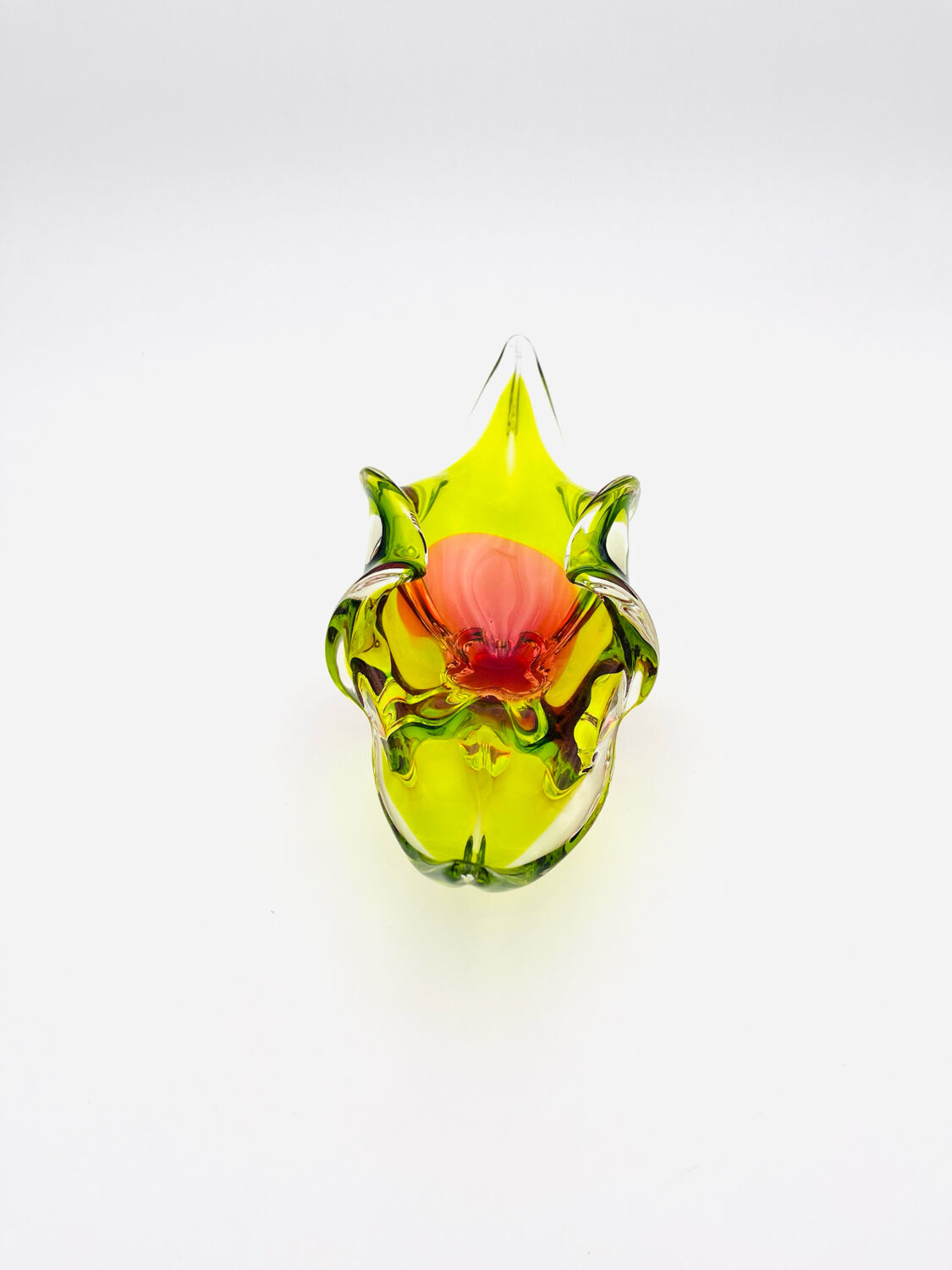 Grande Coupe Sommerso Josef Hospodka - Jaune Chartreuse et Corail