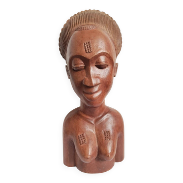 Buste féminin africain en bois – XXᵉ siècle