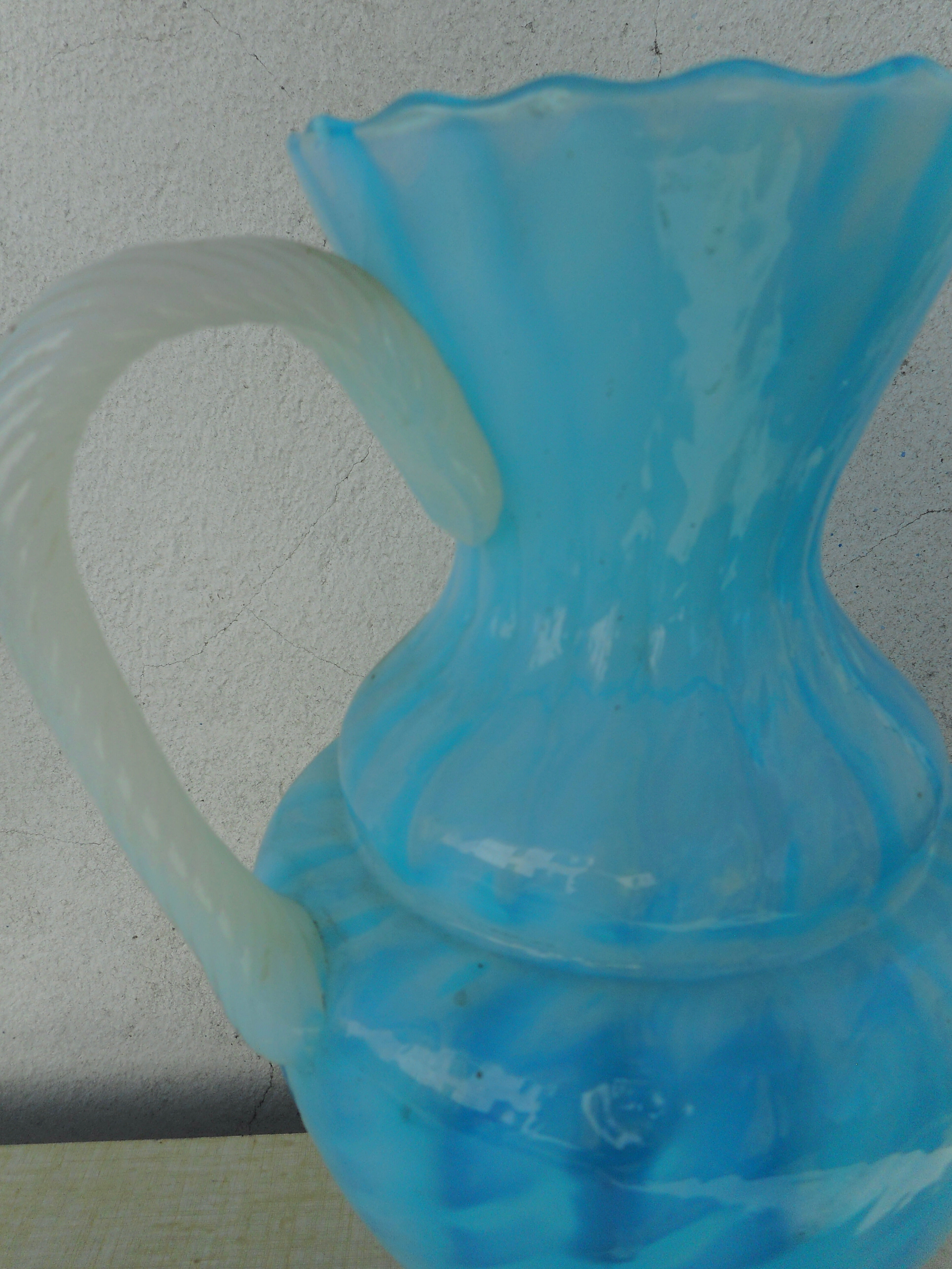Italian pitcher in blue and white opaline