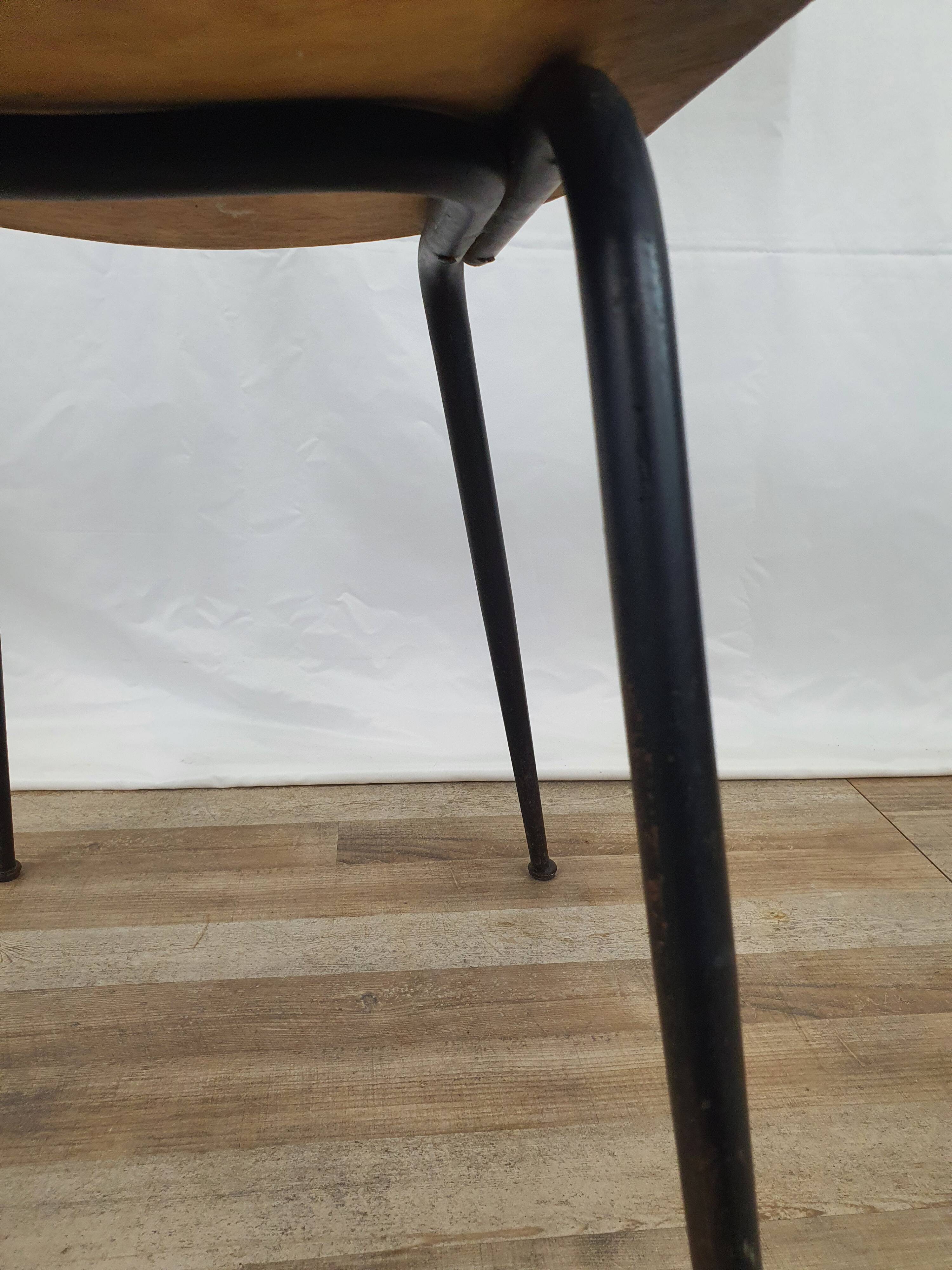 Table De Cuisine Vintage Formica Bleu Années 50/60 - Avec Chaises Et Tabouret