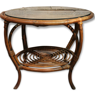 Table basse rotin années 60