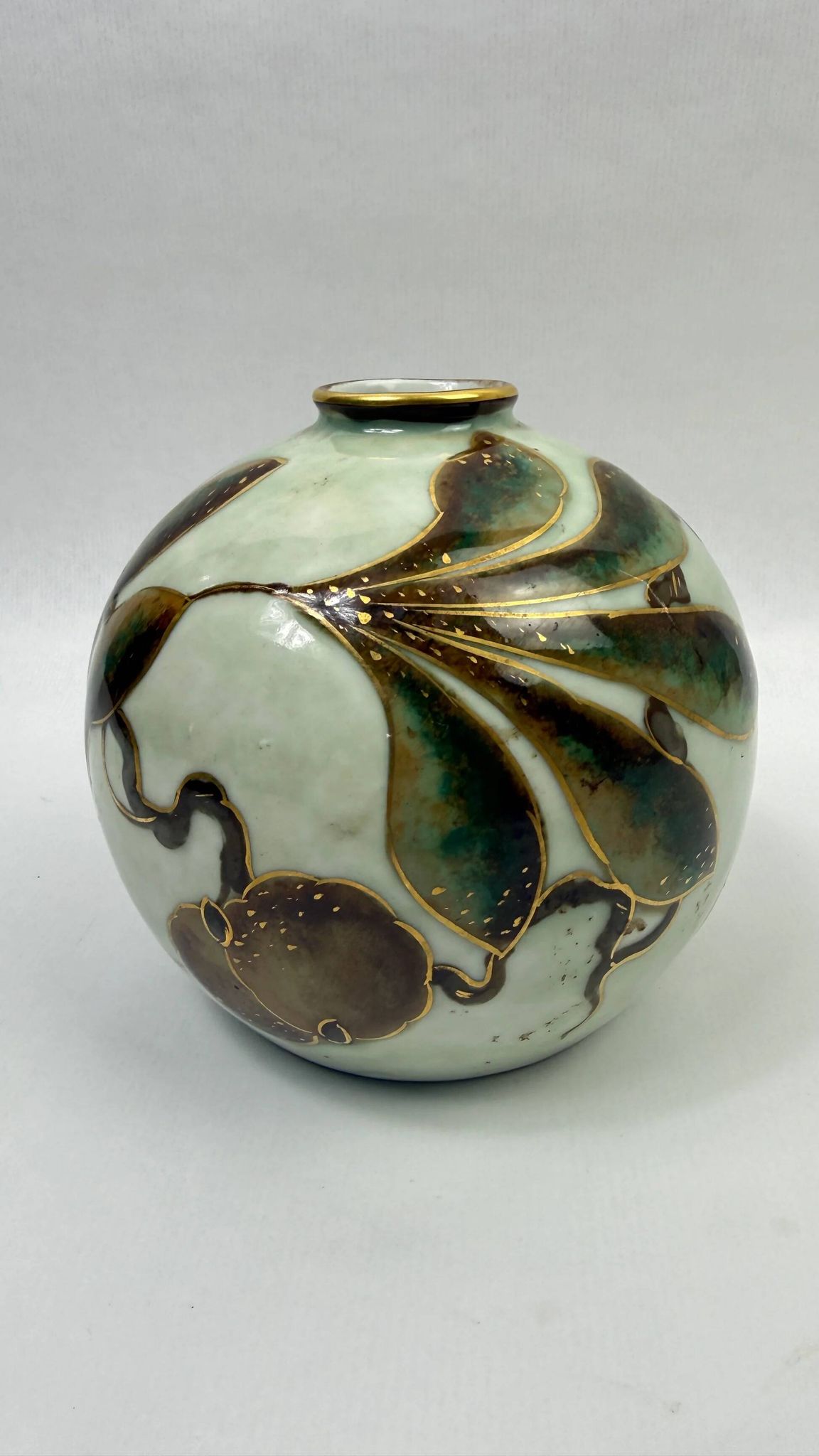 Camille Tharaud, Limoges, round porcelain vase, hand-decorated.