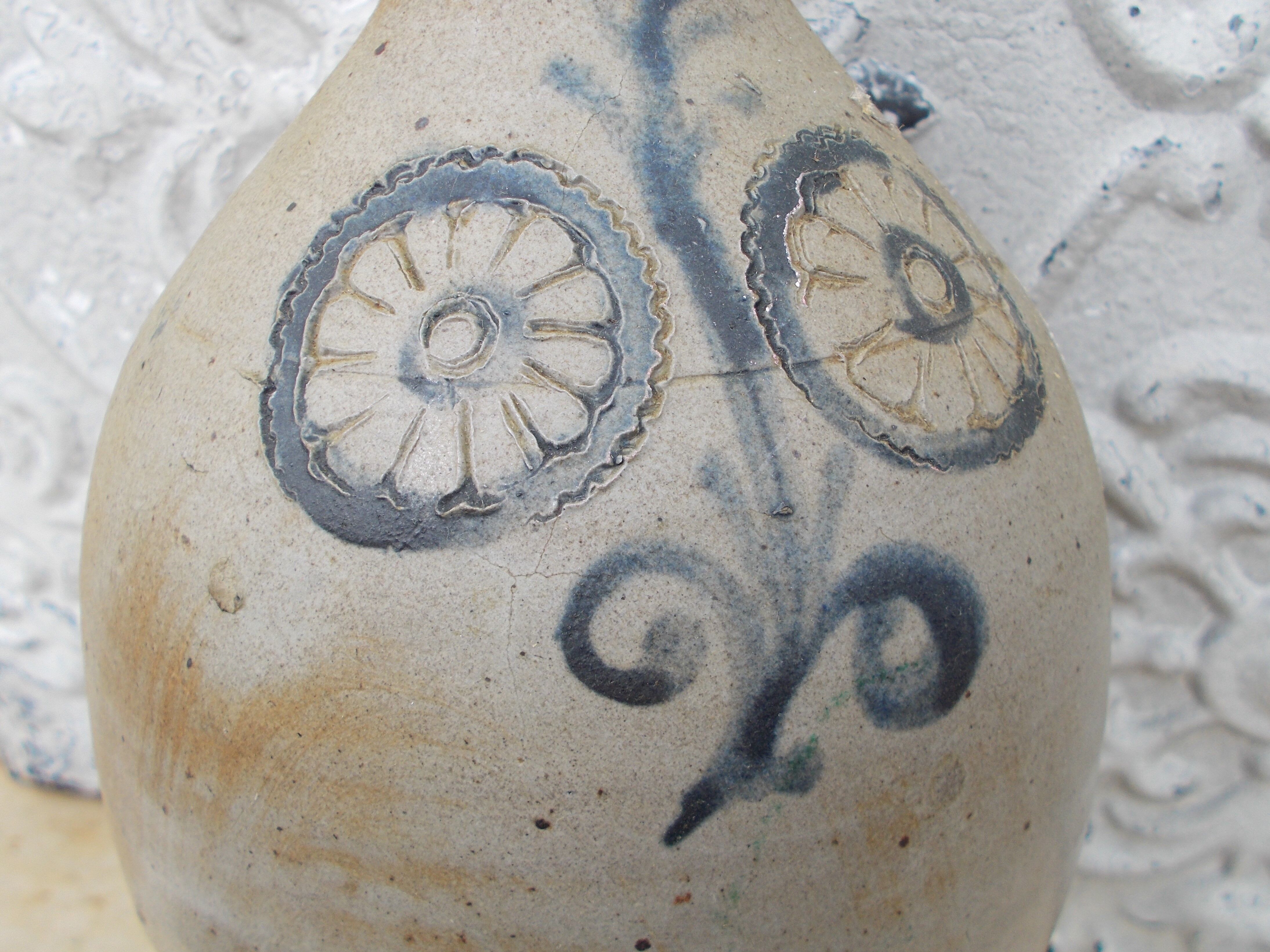 Folk art of Alsace Sandstone jug floral decoration