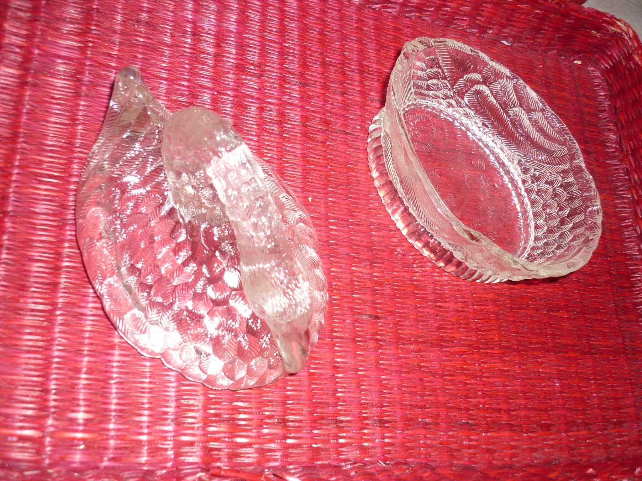 Swan-shaped glass butter dish