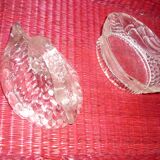 Swan-shaped glass butter dish