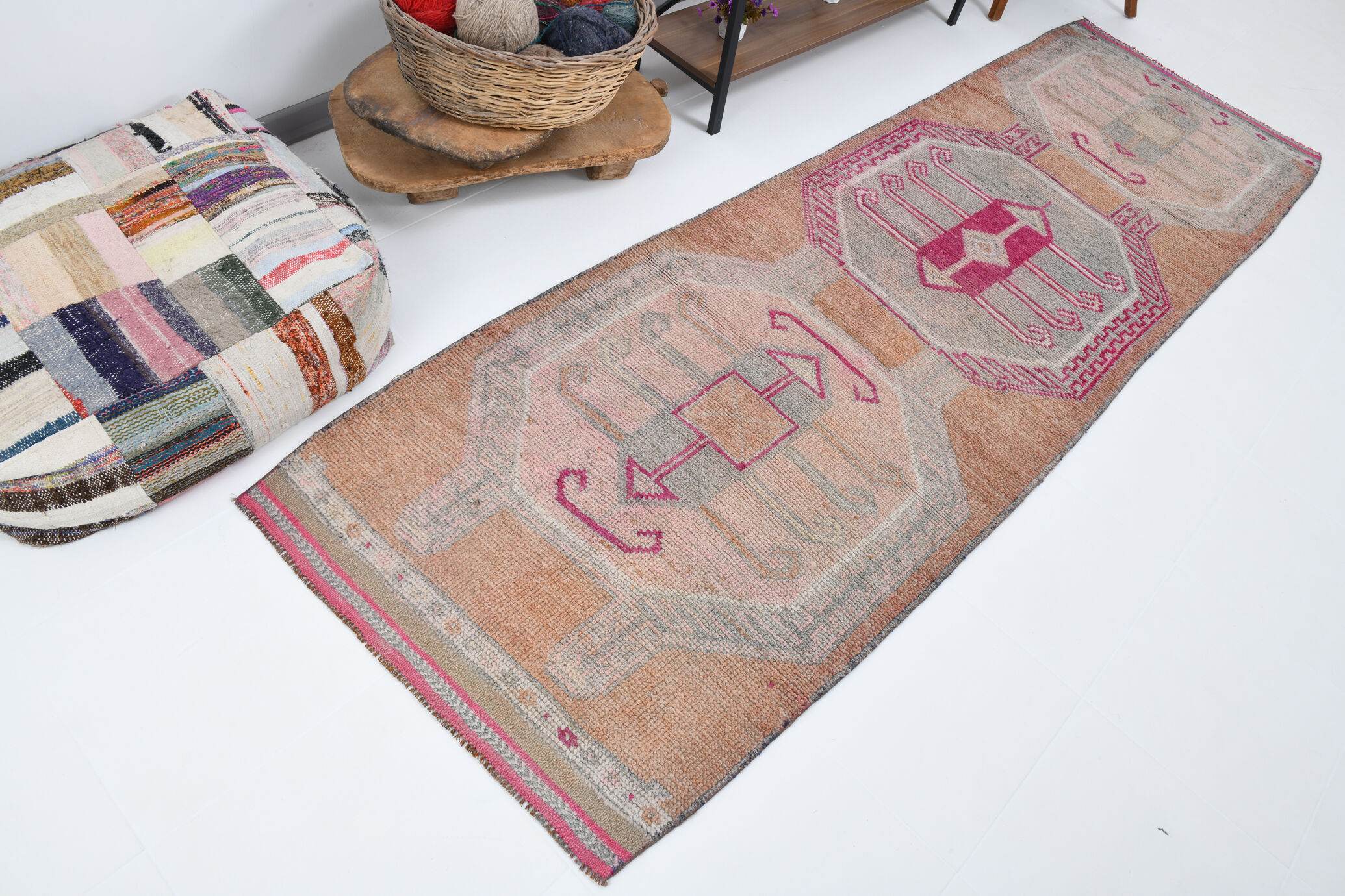 3x10 pastel wool vintage runner rug 309x98cm