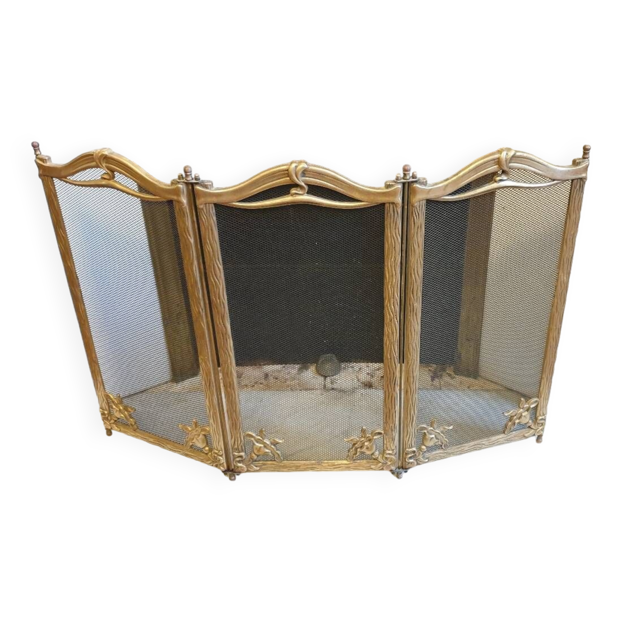 Art Nouveau brass fire screen 1900