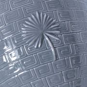 ceramic lamp in the shape of an XL pot, palm leaf decor, 80s