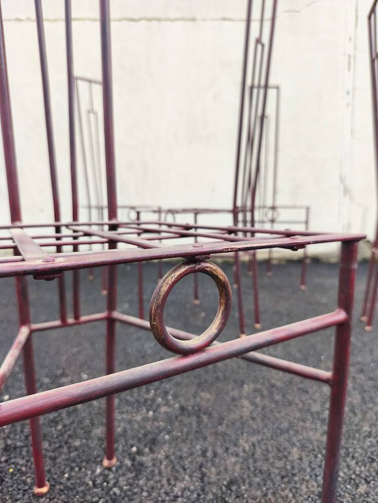 Set of 6 solid iron chairs in postmodern style, 1980.