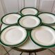 set of 6 flat plates Digoin Sarreguemines model "Martine" green and golden 50s