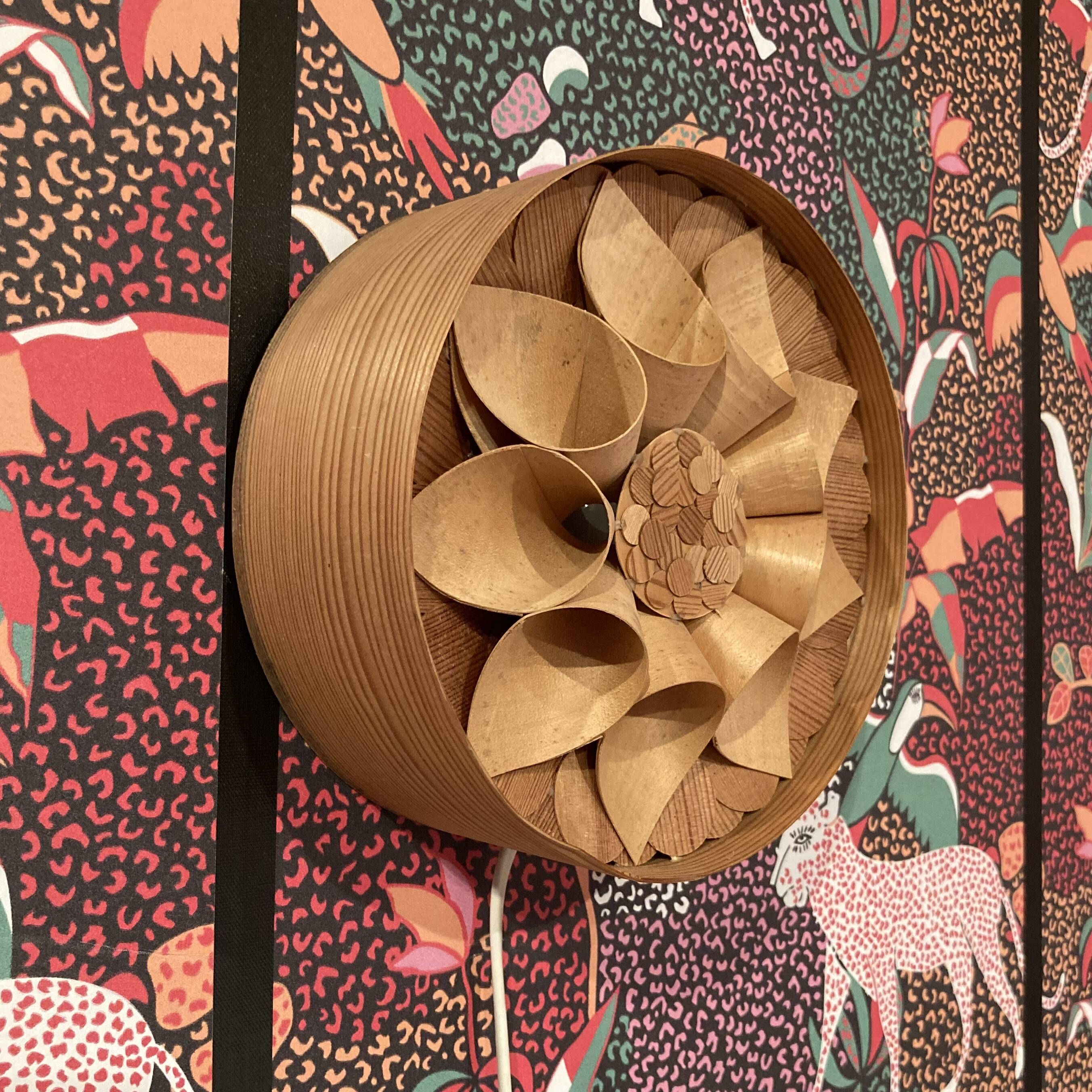 Large wooden wall light, Scandinavian design, 1950s.