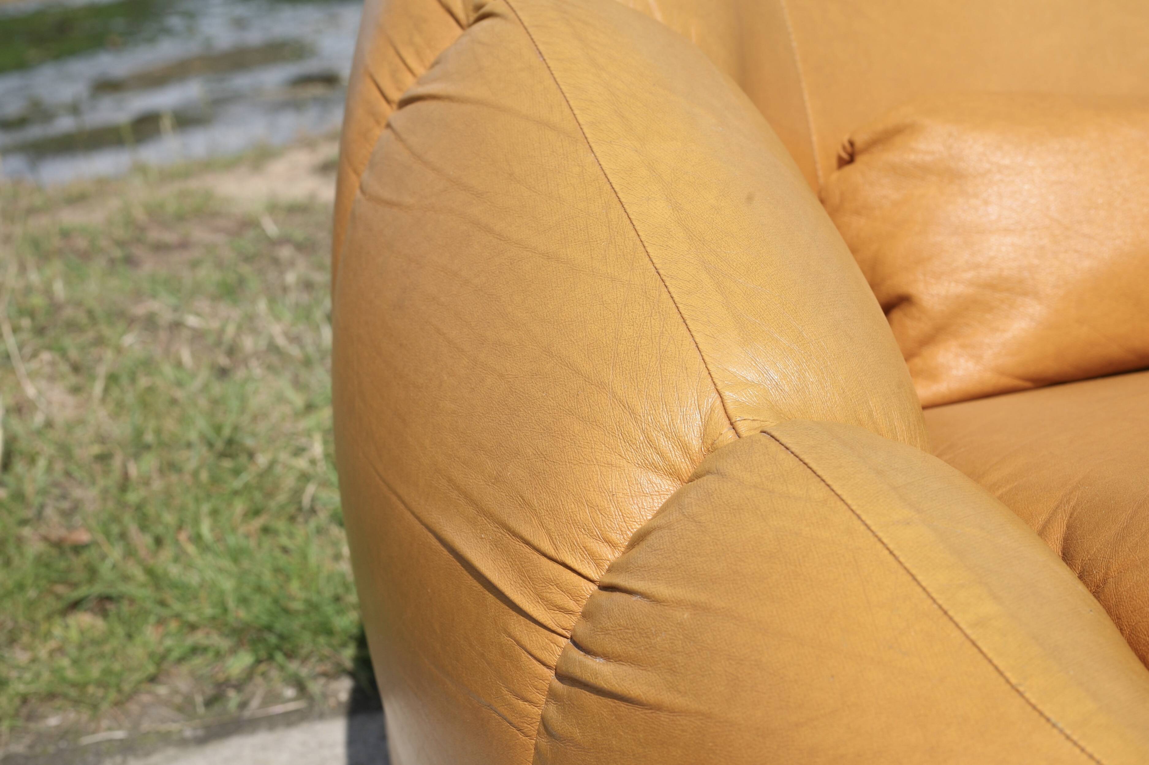 3-seater "space age" sofa, orange imitation leather, 1970s