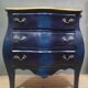 Commode de style Louis XV  laquée  bleu/noir