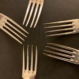 5 old table forks in silver metal Félix Frères