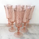 6 glasses vintage champagne flutes