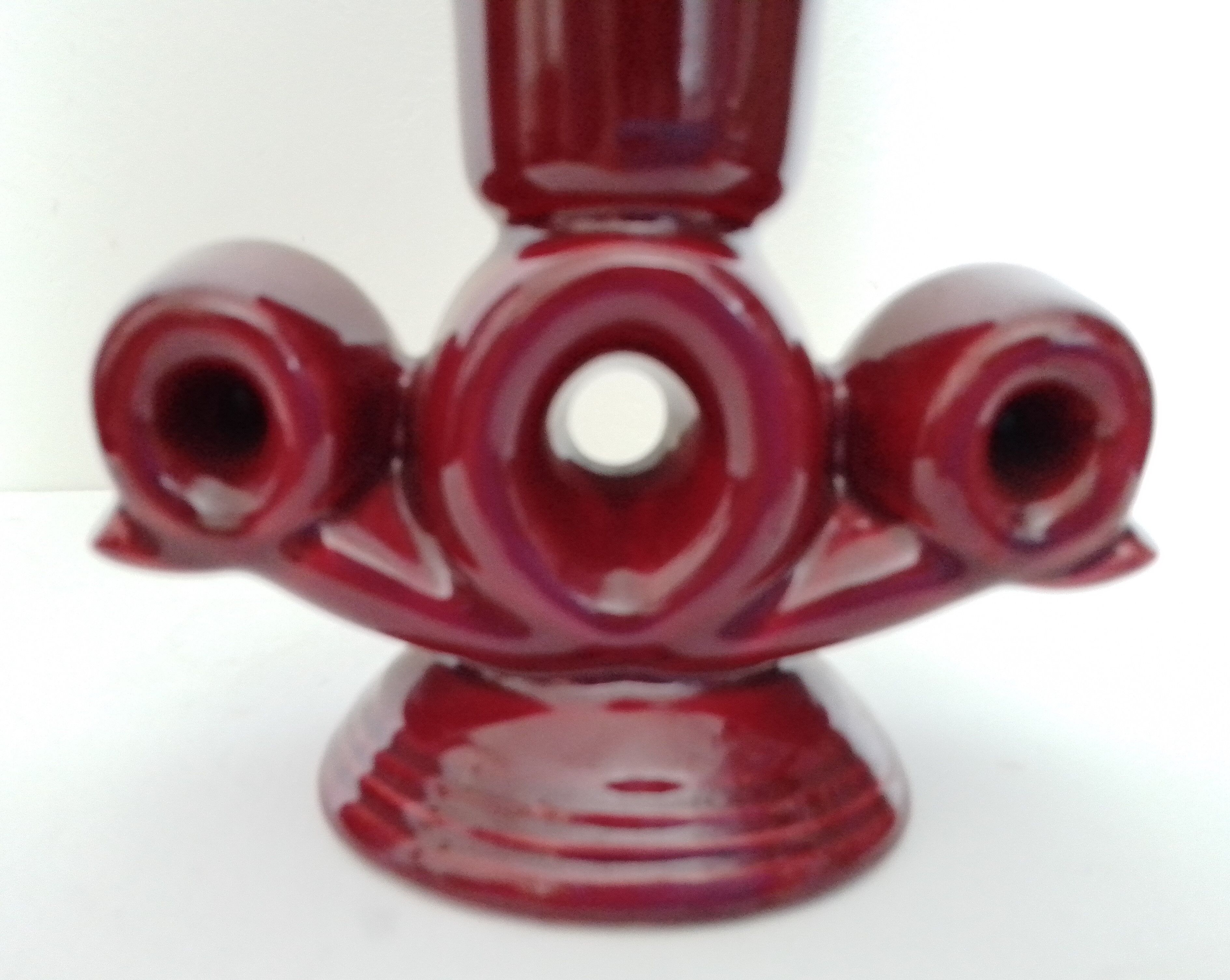 Bordeaux ceramic candle holder, signed Vallauris