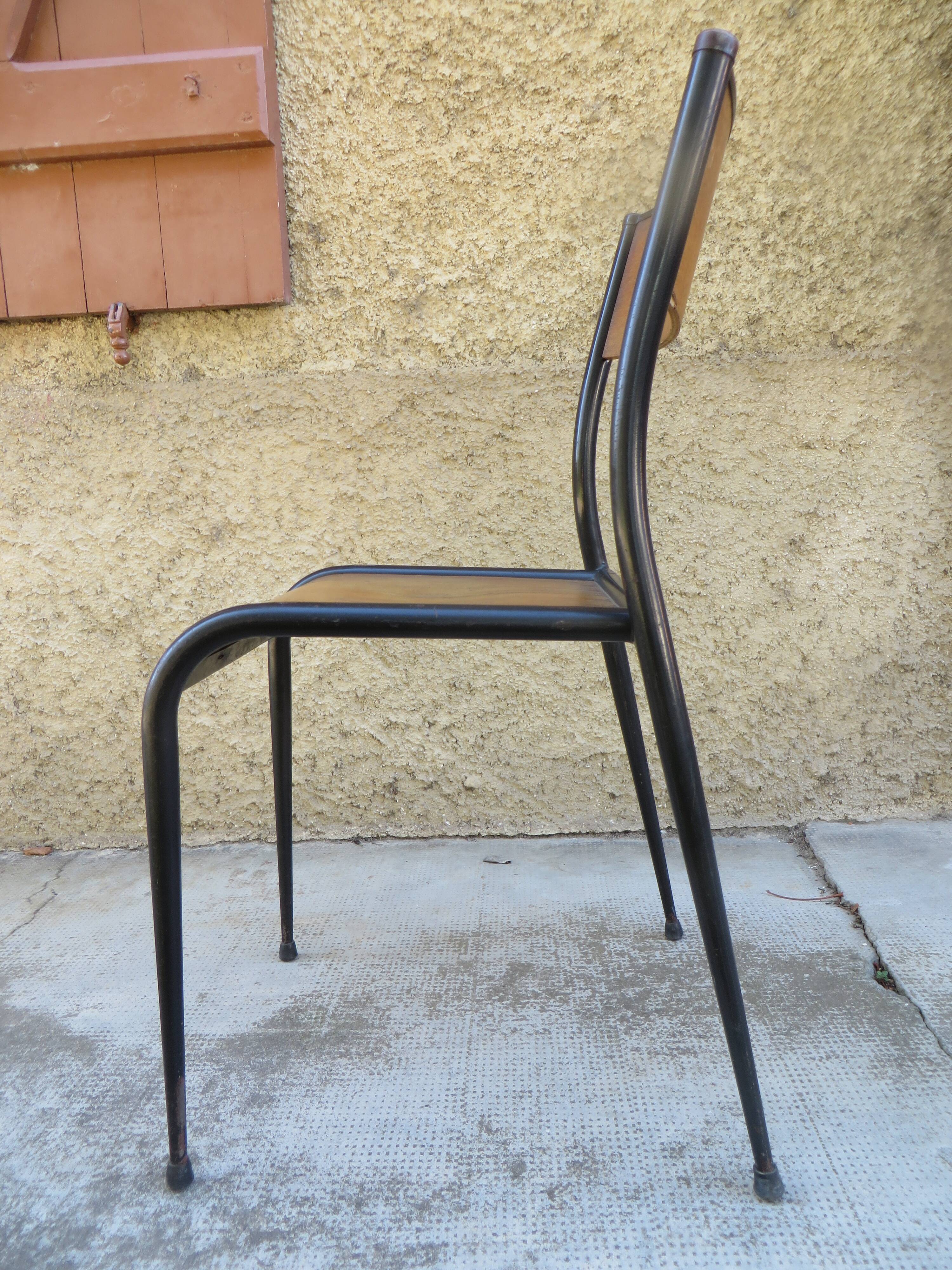 Series of 4 chairs Mullca school model 510 tapered feet 1950