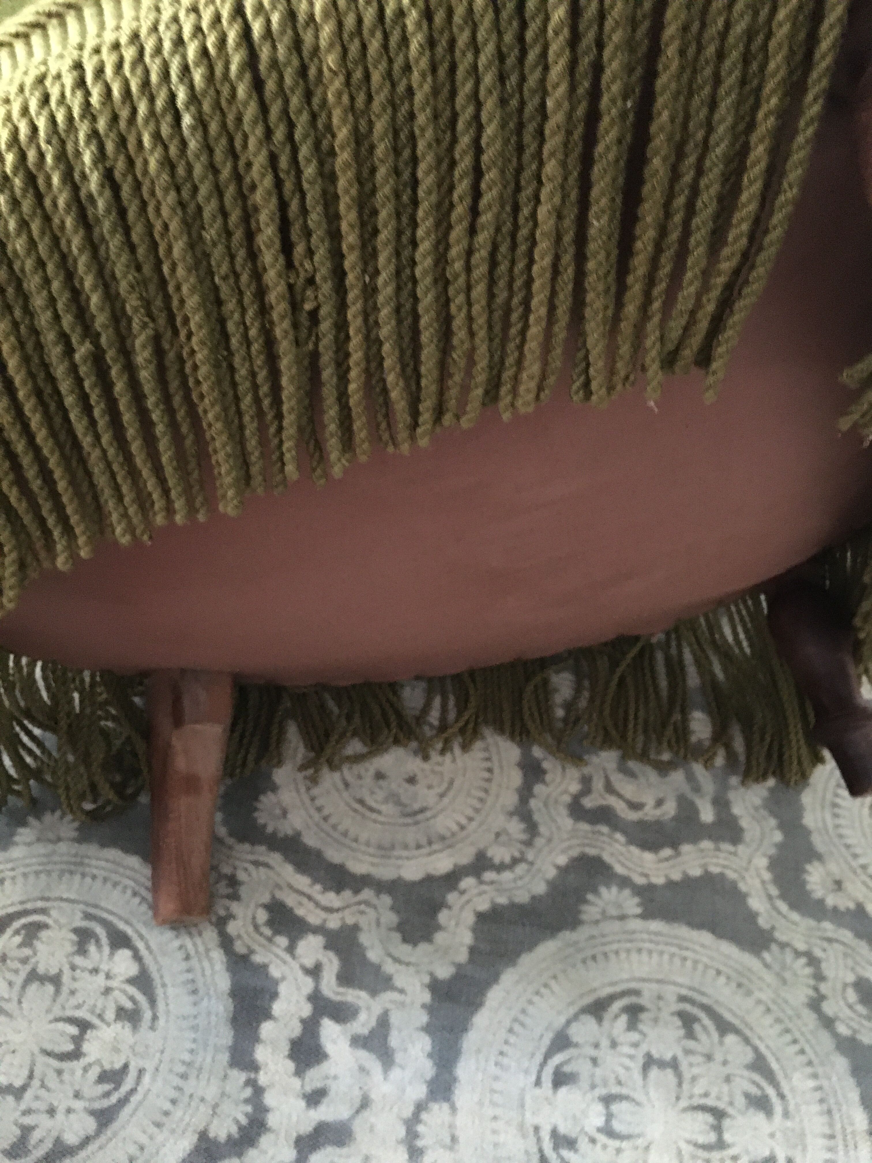 Old chair padded green velvet