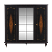 Art Deco style walnut veneer wardrobe – 4 doors and mirror