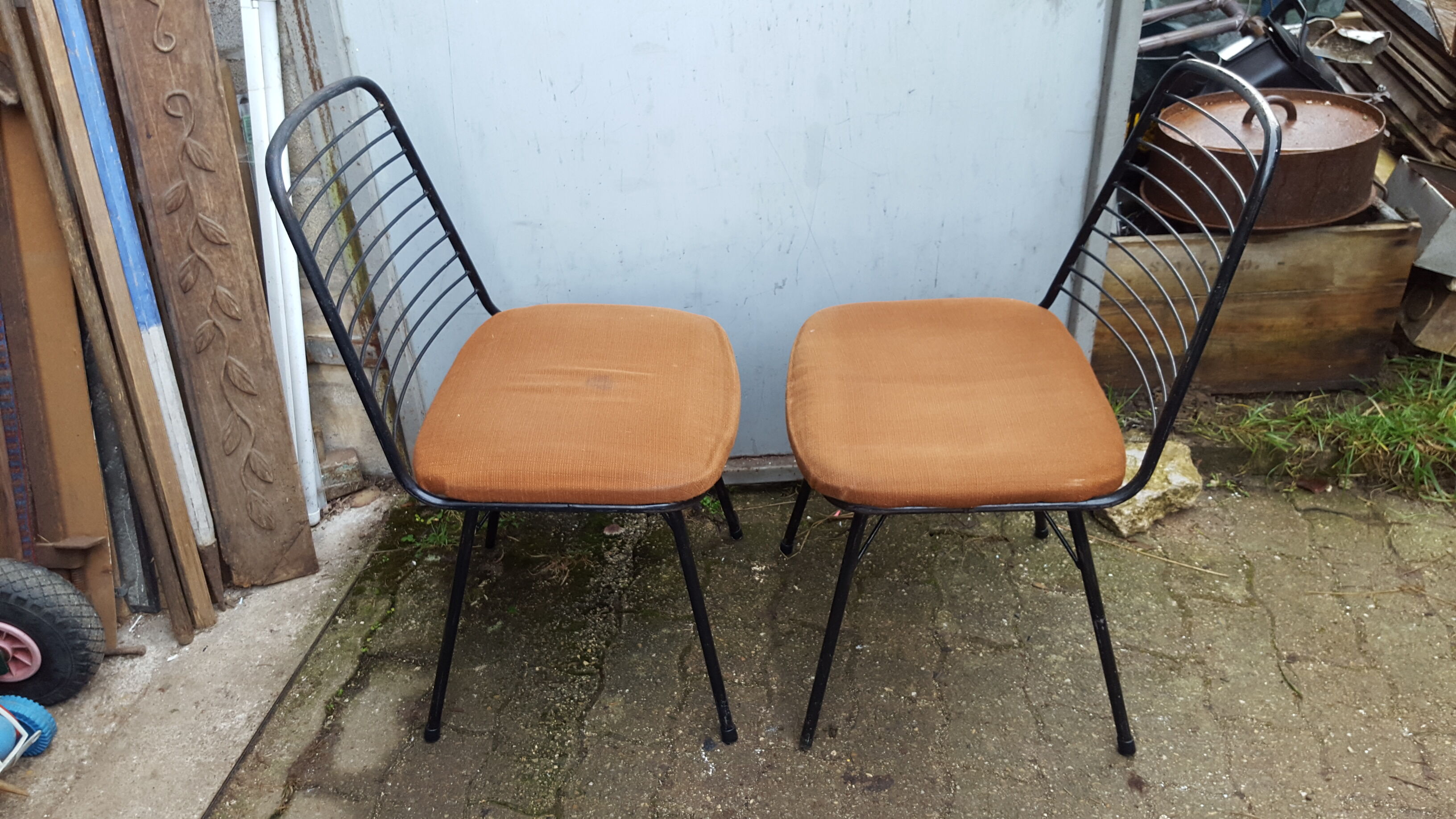 Pair of Jean-Louis Bonnant chairs, "My Uncle" Jacques Tati