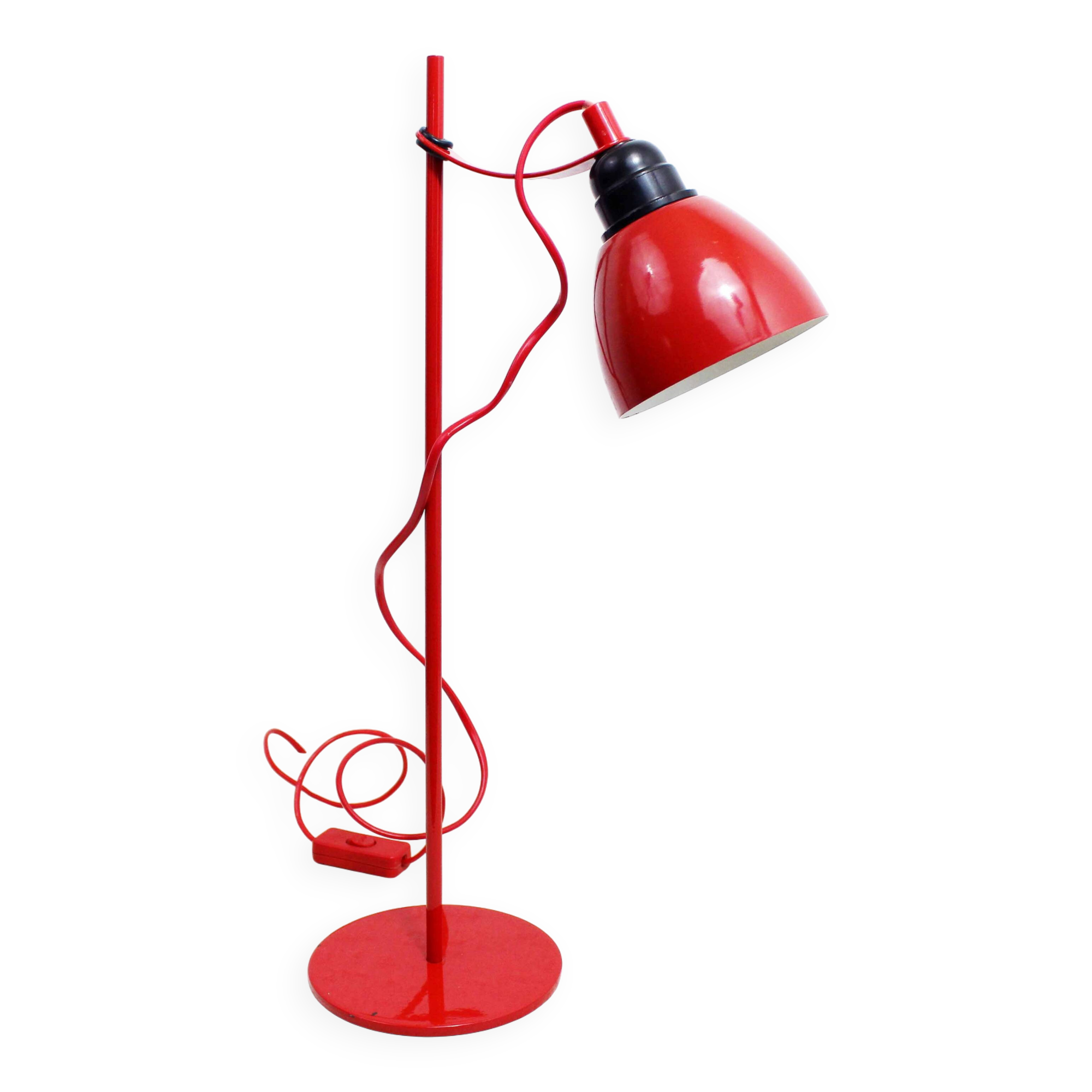 Red metal desk lamp