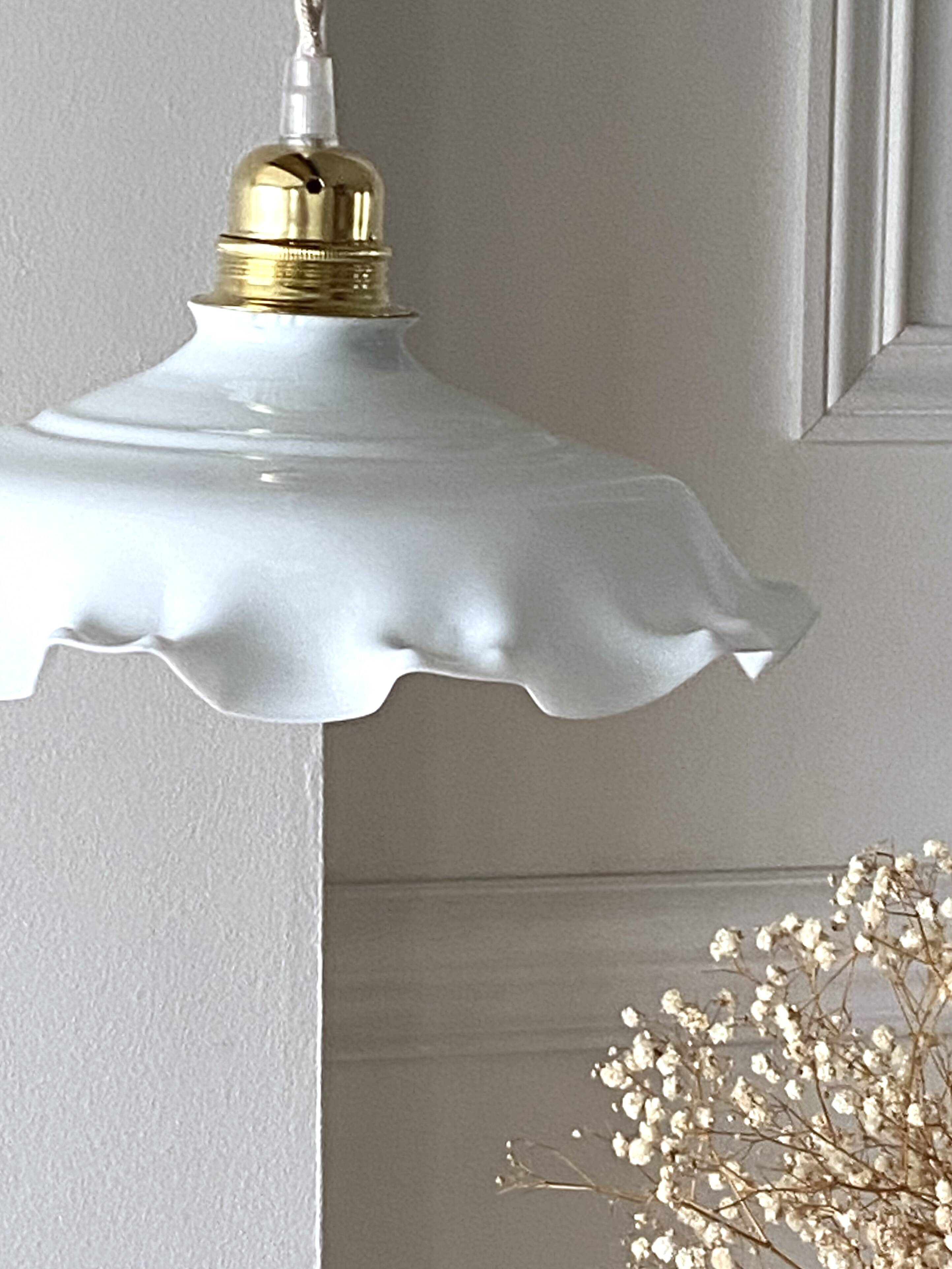 White opaline pendant light