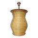 Rattan, leather, rope, and wood lamp in the style of Gabriella Crespi 60-70.