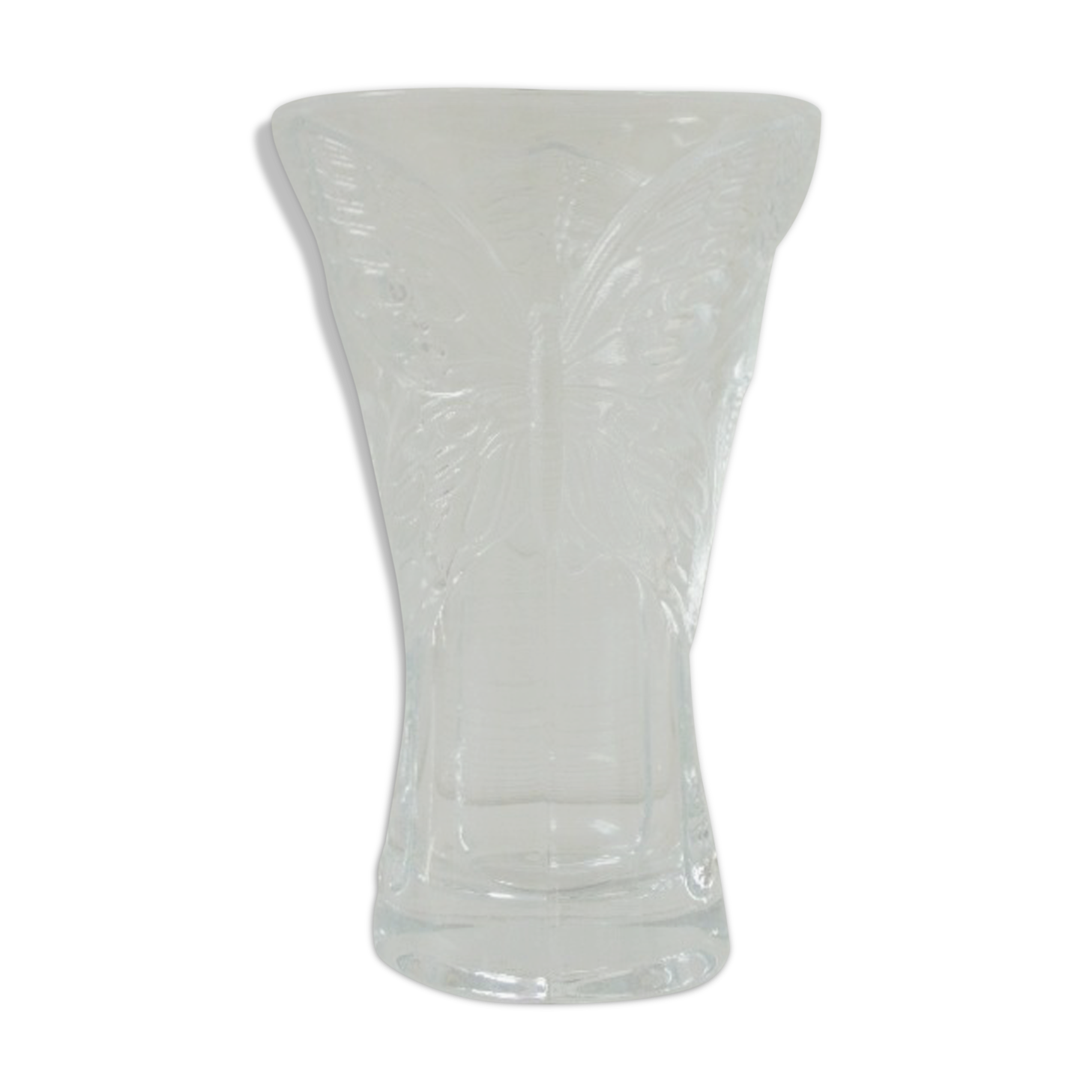 Ancient crystal vase butterfly motif
