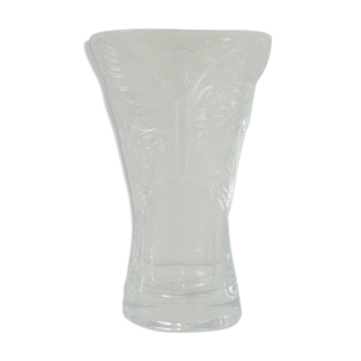 Ancient crystal vase butterfly motif