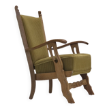 1970s, Scandinavian armchair, cotton/wool fabric, solid oak wood.